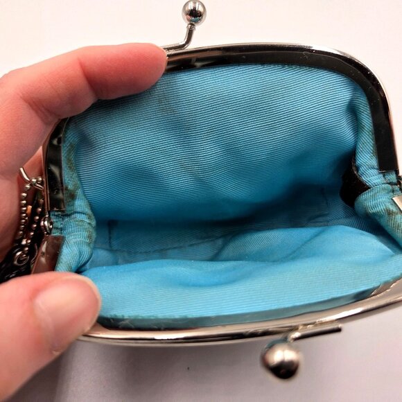 Vintage Coach Navy Optic C Rainbow Coin Pouch Bag Kiss Lock Close READ - Picture 10 of 13